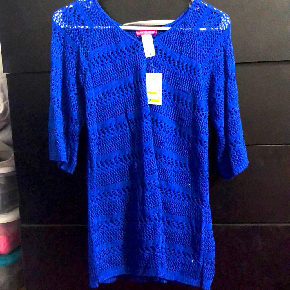 Women’s Blue Knit Top Bikini Cover Up Stein Mart